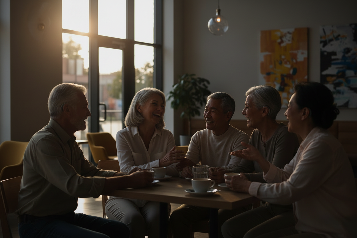 make a hero image for hearing aids with old people